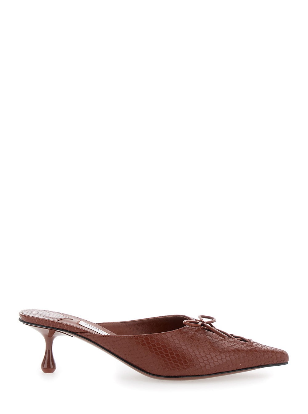 Jimmy Choo Women 'Scarlett' Brown Mules Wirh Sculpted Heel And Snakeskin Effect In Leather Woman JIMMY CHOO