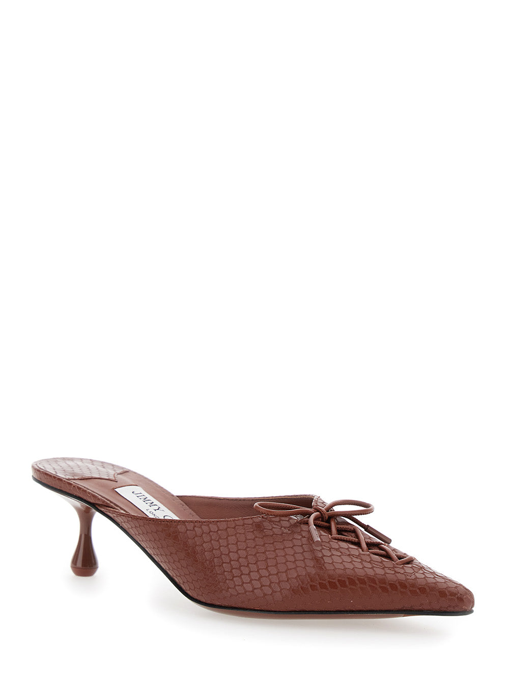 Jimmy Choo Women 'Scarlett' Brown Mules Wirh Sculpted Heel And Snakeskin Effect In Leather Woman JIMMY CHOO