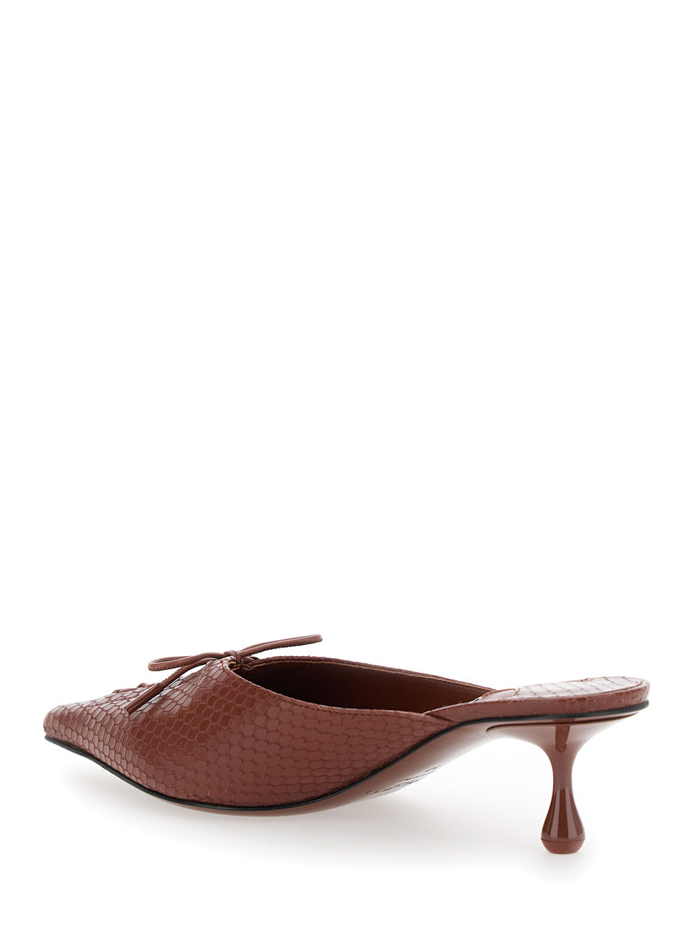 Jimmy Choo Women 'Scarlett' Brown Mules Wirh Sculpted Heel And Snakeskin Effect In Leather Woman JIMMY CHOO