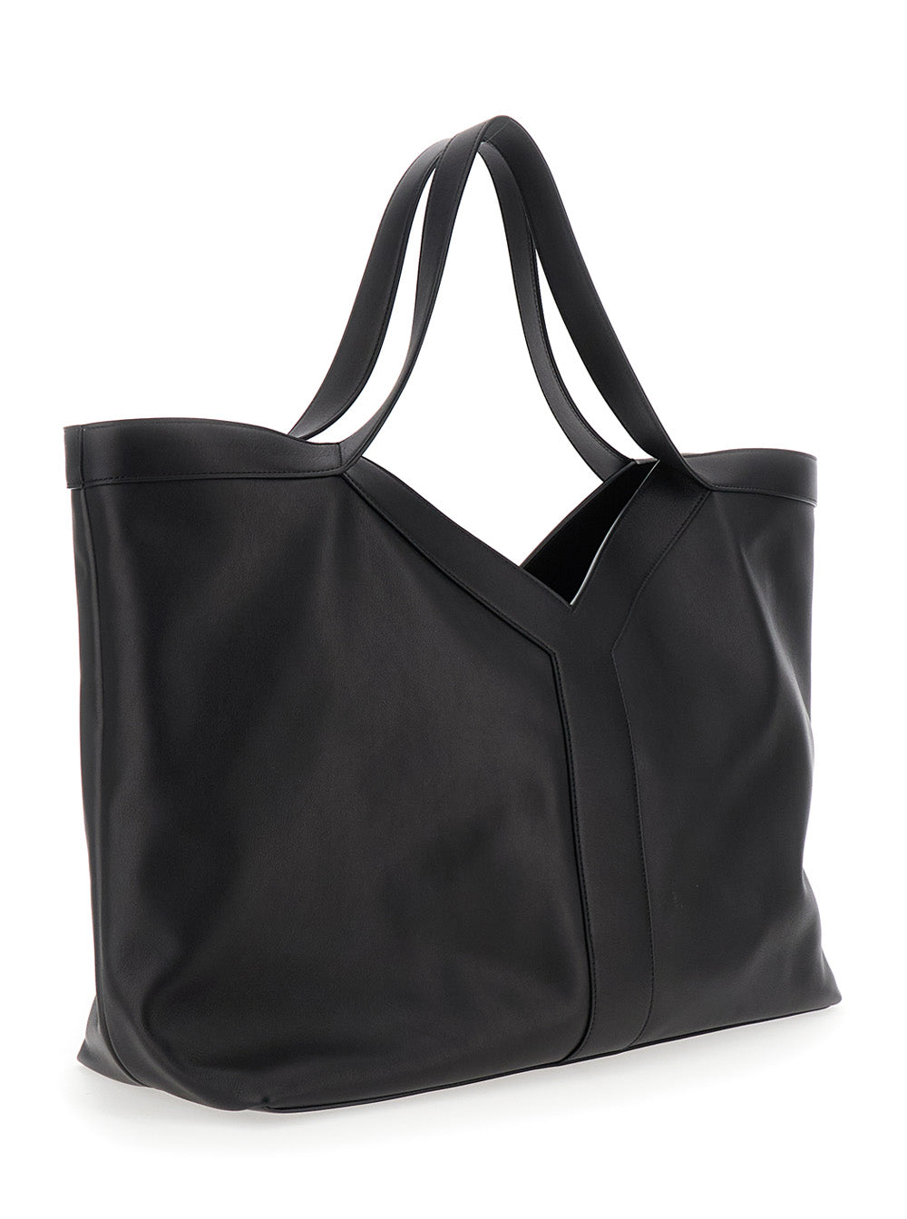Saint Laurent Men Black Tote Bag With Two Top Handles And Hook Closure In Leather Man SAINT LAURENT