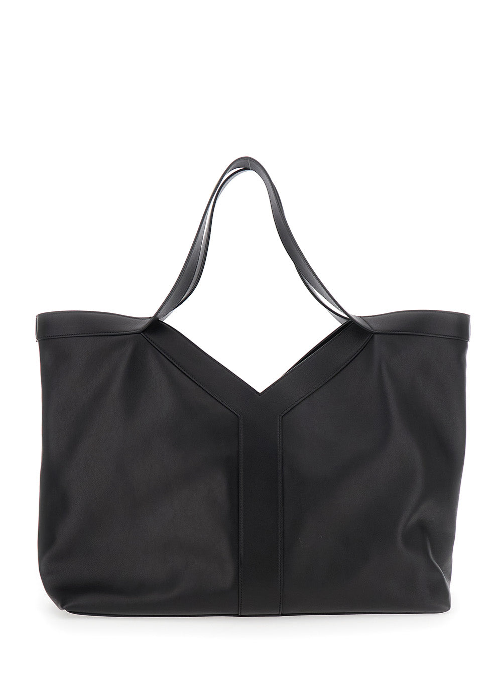 Saint Laurent Men Black Tote Bag With Two Top Handles And Hook Closure In Leather Man SAINT LAURENT