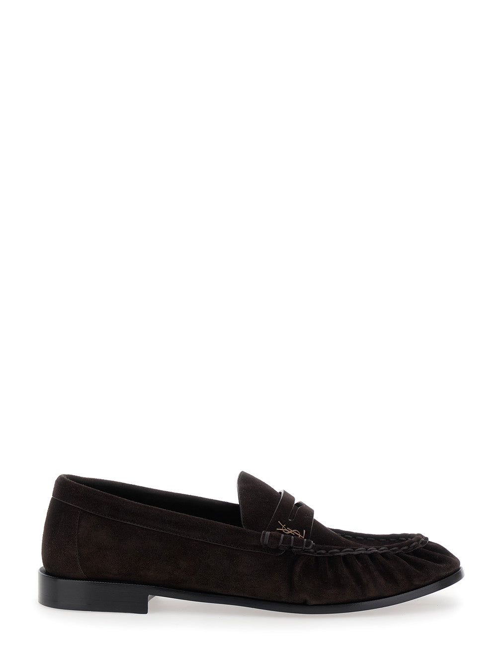 Saint Laurent Men Brown Loafers With Cassandre Detail In Suede Man SAINT LAURENT