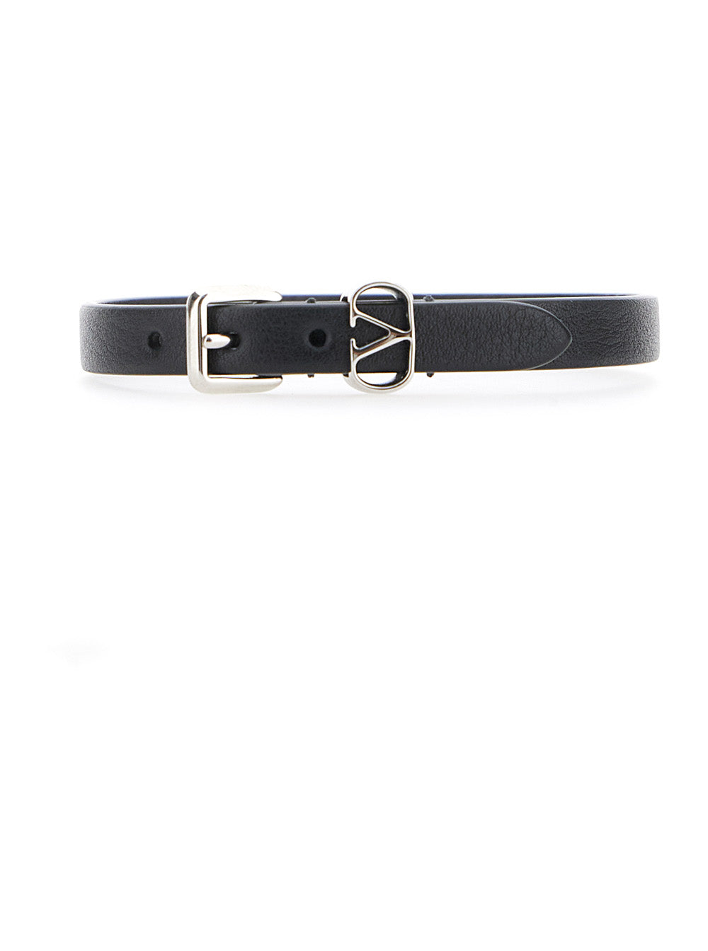 Valentino Garavani Men Black Bracelet With Vlogo Buckle Closure In Leather Man VALENTINO GARAVANI