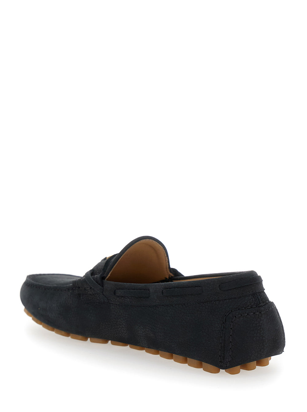 Valentino Garavani Men Black Loafers With Round Toe And Vlogo Plaque In Suede Man VALENTINO GARAVANI