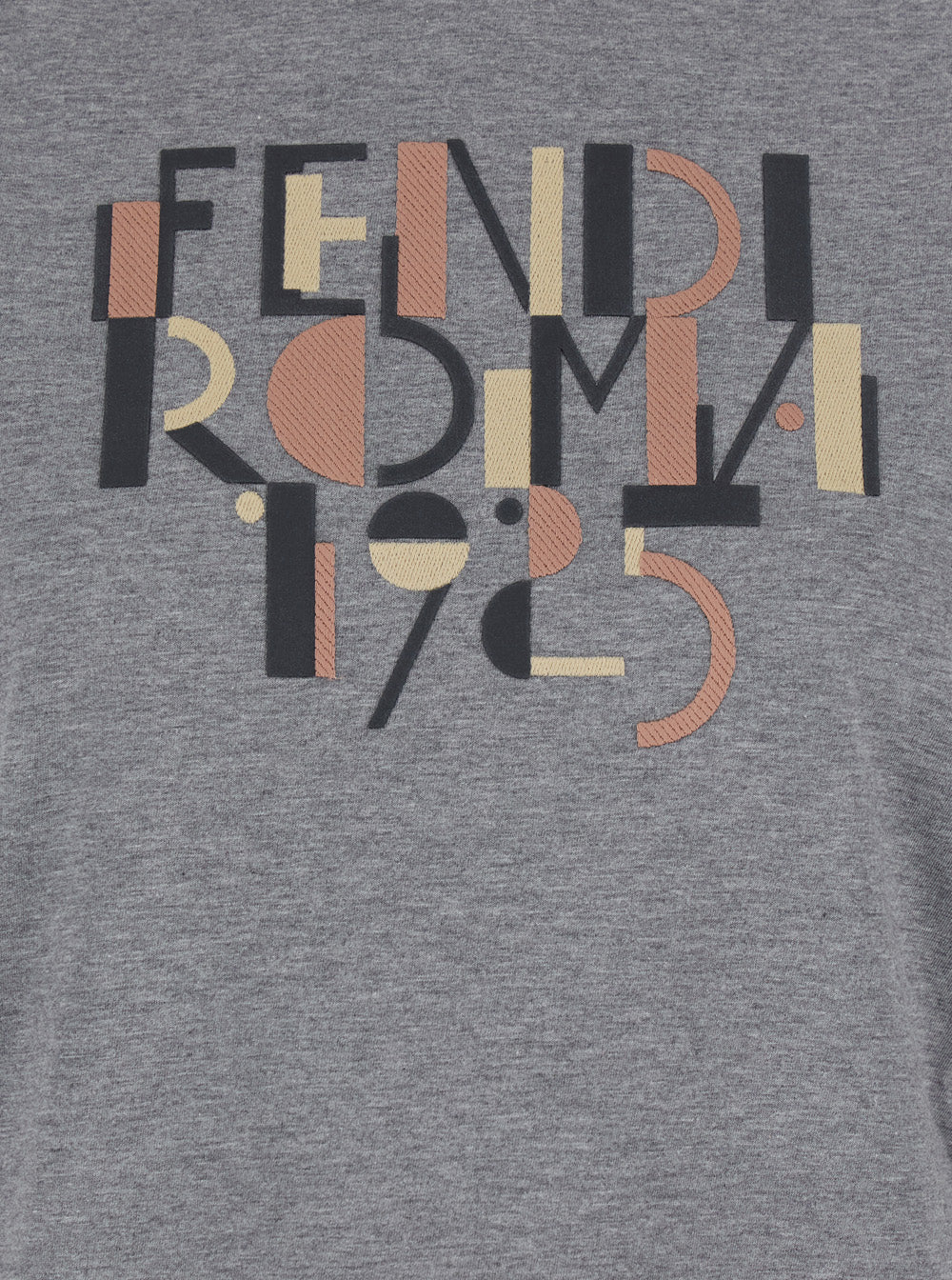Fendi Women Grey Crewneck T-Shirt With Logo Detail On The Front In Cotton Woman FENDI