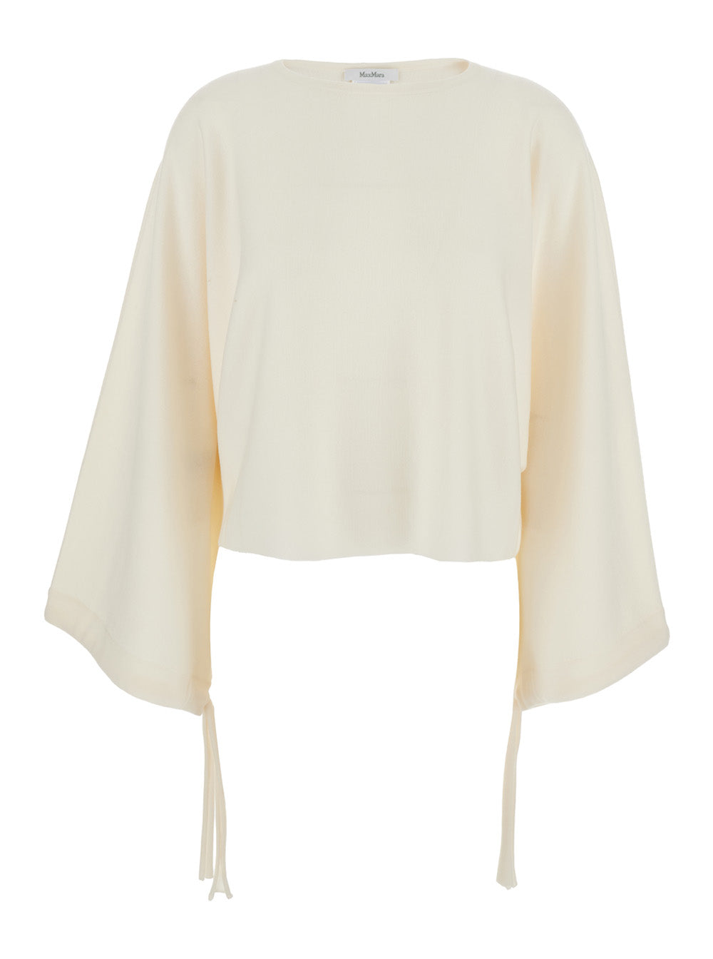 Max Mara Women “Frais” White Round Neck Sweater With Wide Sleeves In Wool Woman MAX MARA