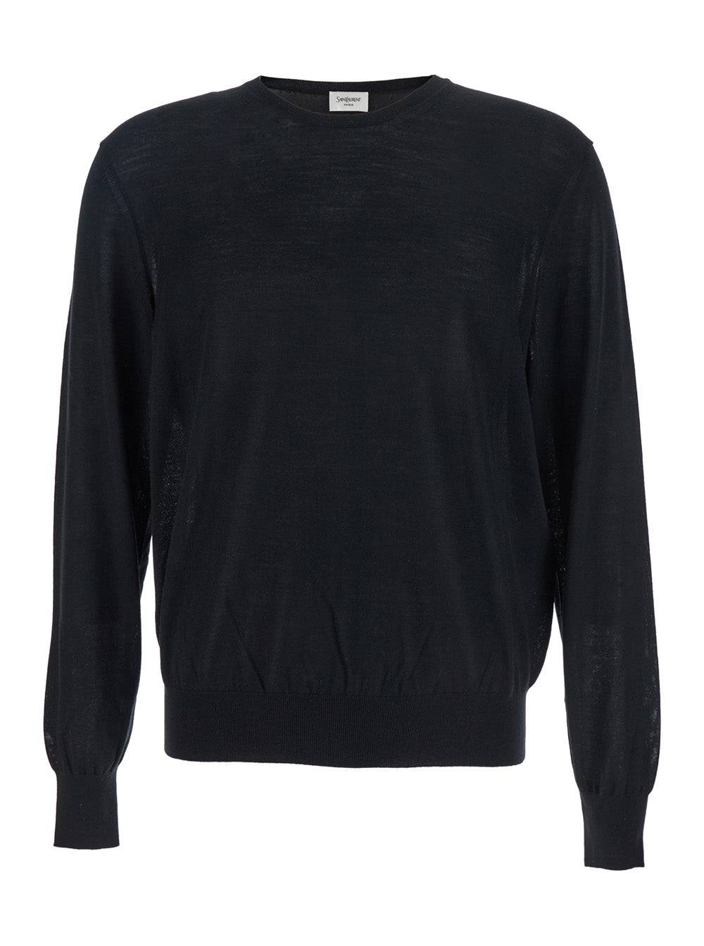 Saint Laurent Men Black Crewneck Sweater With Cassandre In Cashmere Man SAINT LAURENT