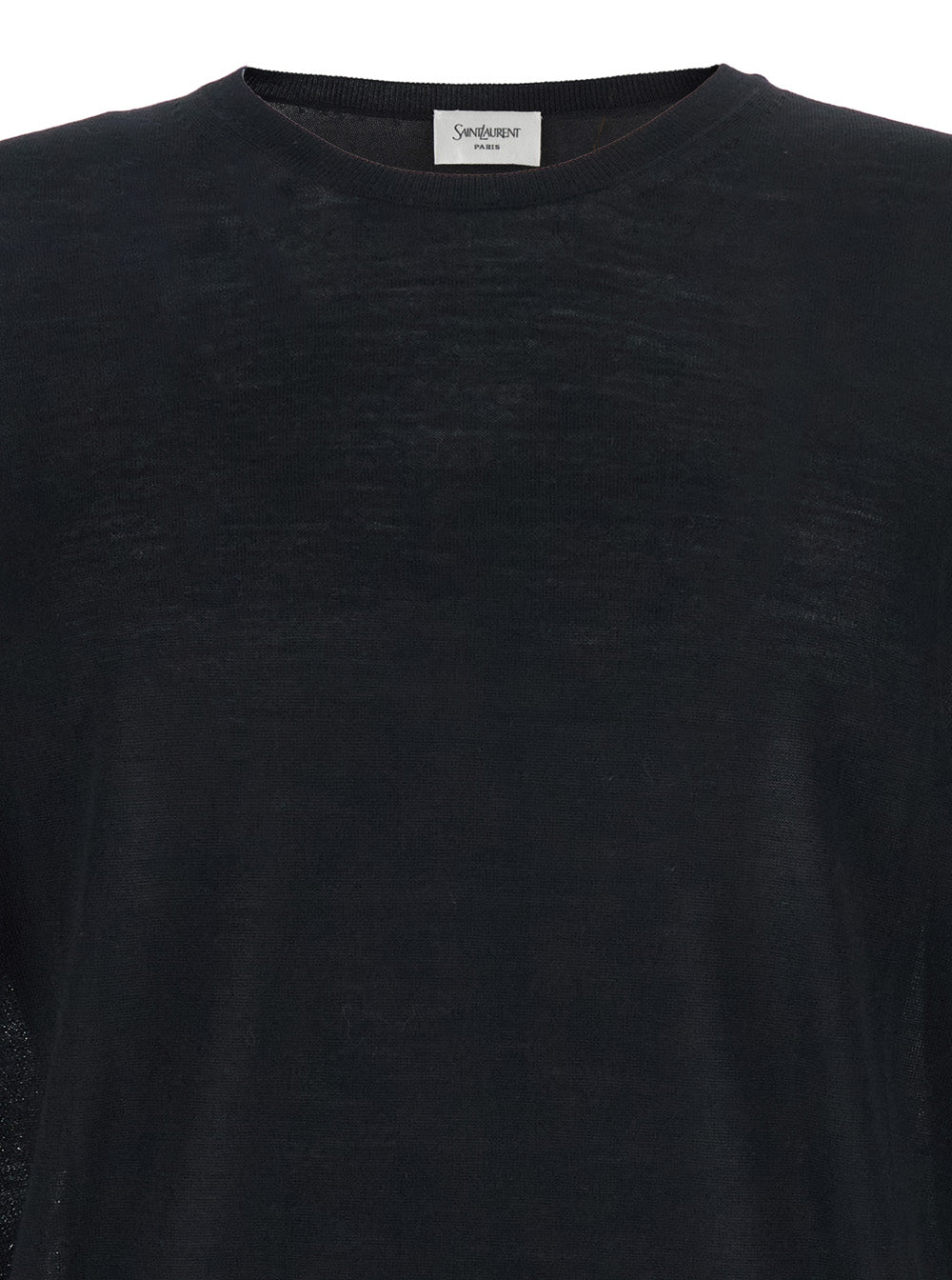 Saint Laurent Men Black Crewneck Sweater With Cassandre In Cashmere Man SAINT LAURENT