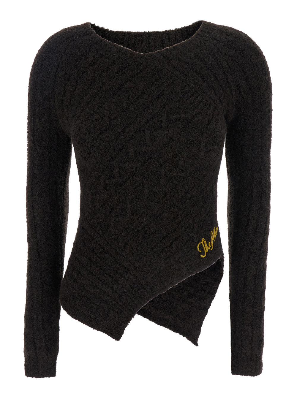 The Attico Women Brown Sweater With Asymmetrical Design And Logo Lettering In Wool Woman THE ATTICO