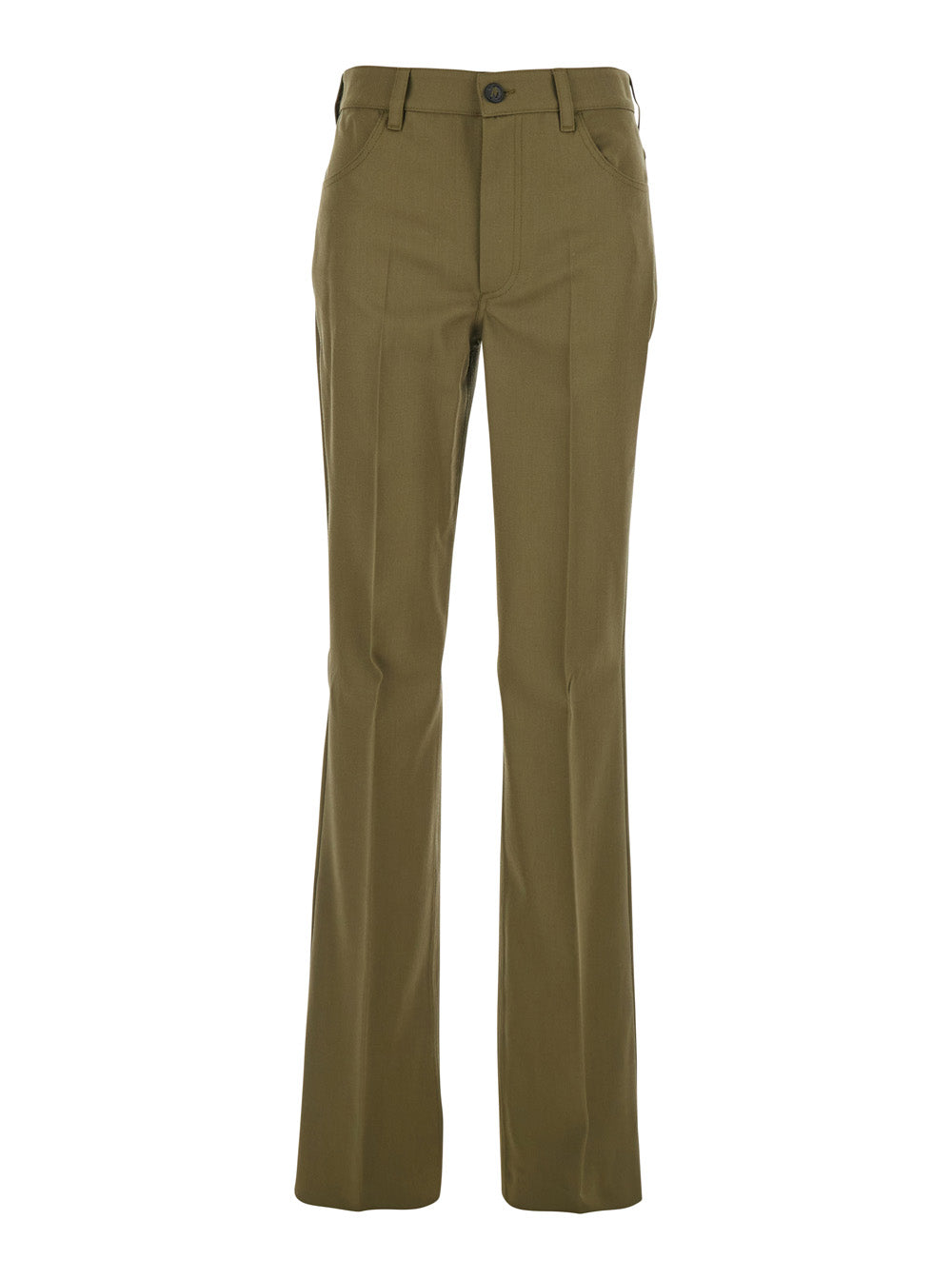 The Attico Women Green Trousers With Belt Loops And Logo On The Back In Fabric Woman THE ATTICO