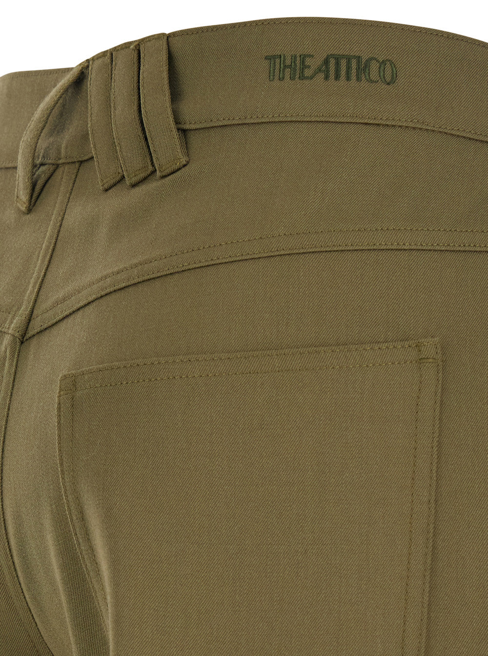 The Attico Women Green Trousers With Belt Loops And Logo On The Back In Fabric Woman THE ATTICO