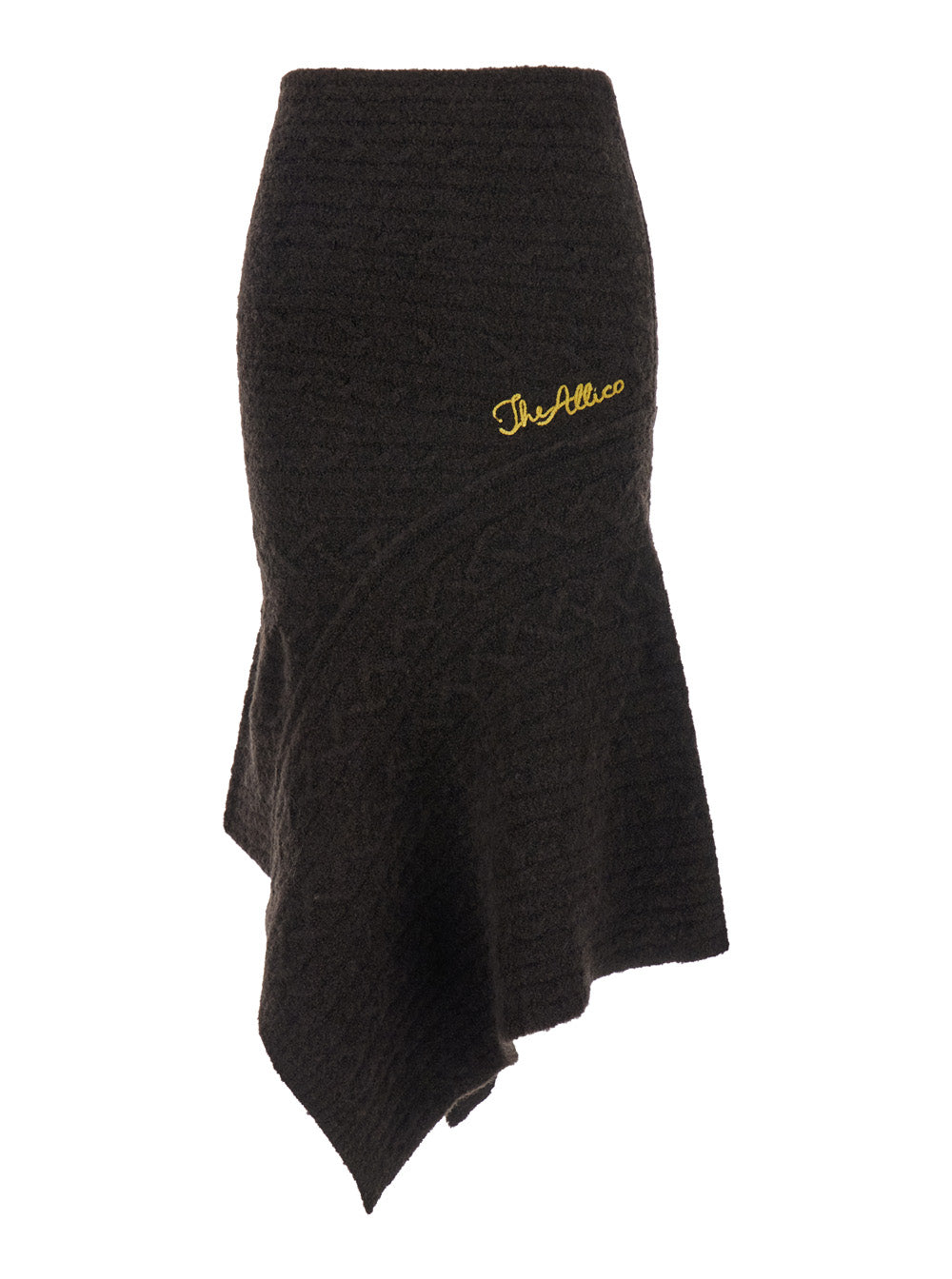 The Attico Women Brown Skirt With Asymmetrical Design And Logo Lettering In Wool Woman THE ATTICO