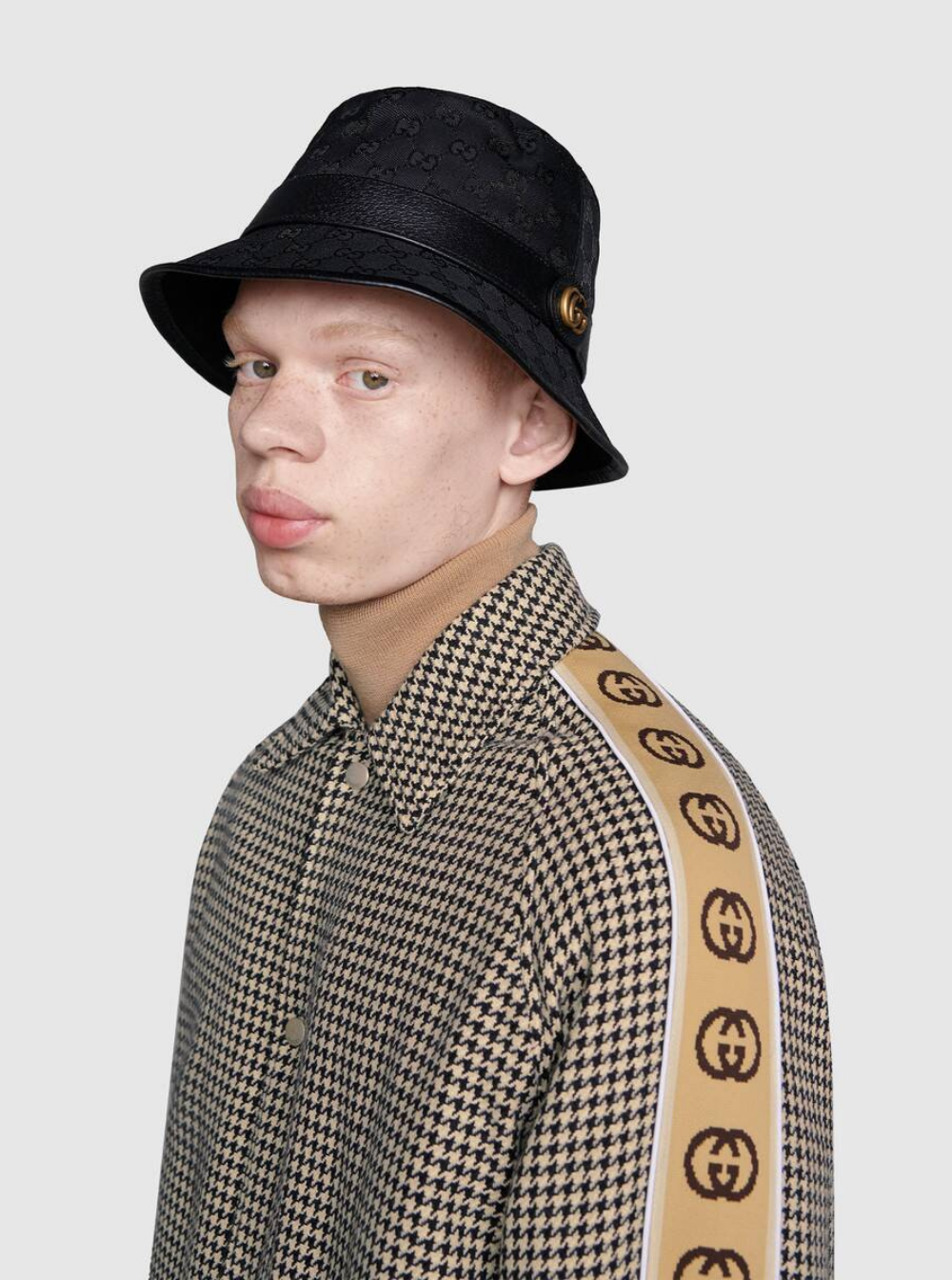 Gucci Men Gucci Man's Gg Fabric Black Cloche Hat GUCCI