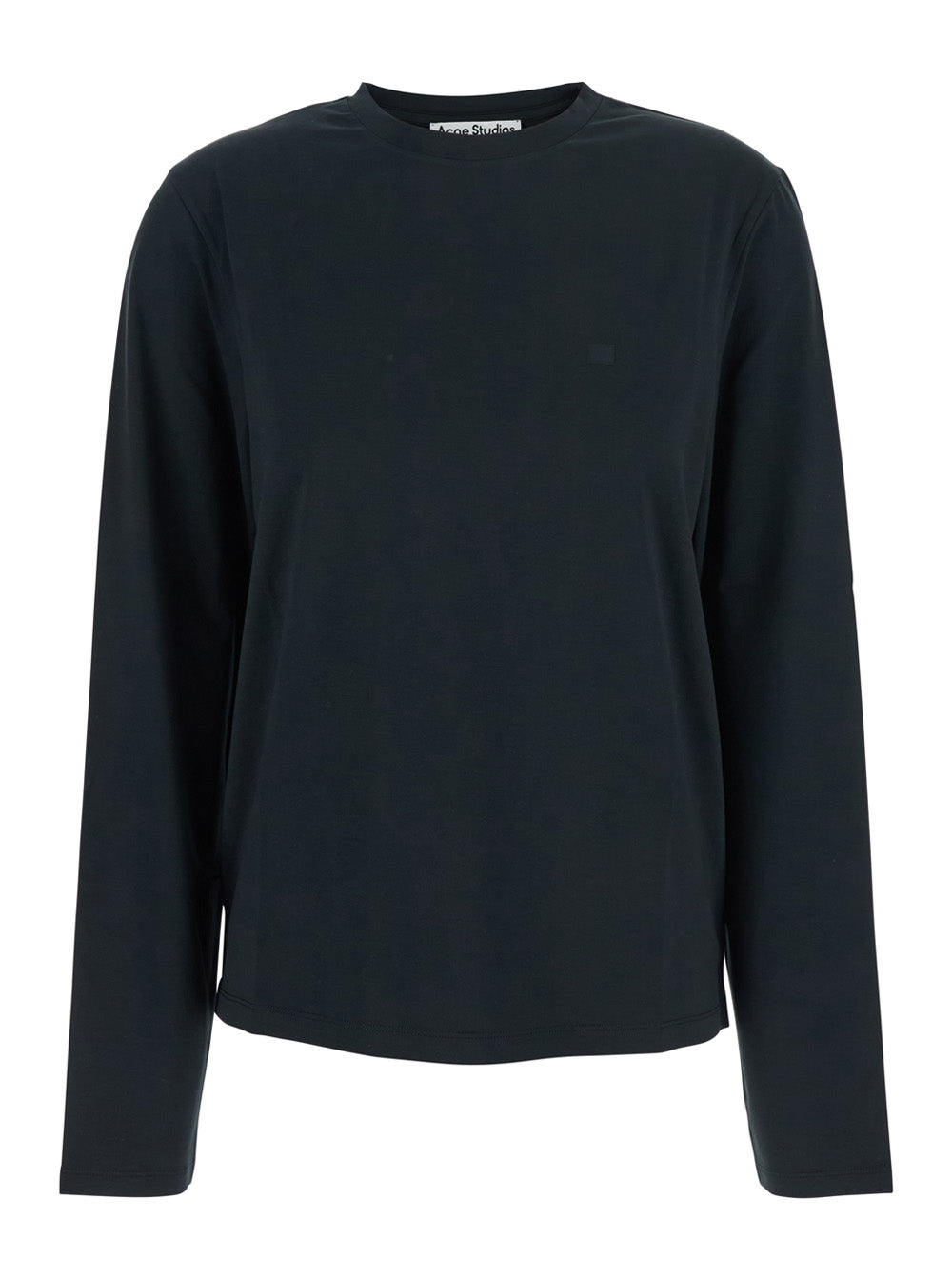 Acne Studios Women Black Long-Sleeved T-Shirt With Tone-On-Tone Logo On The Front In Cotton Woman ACNE STUDIOS