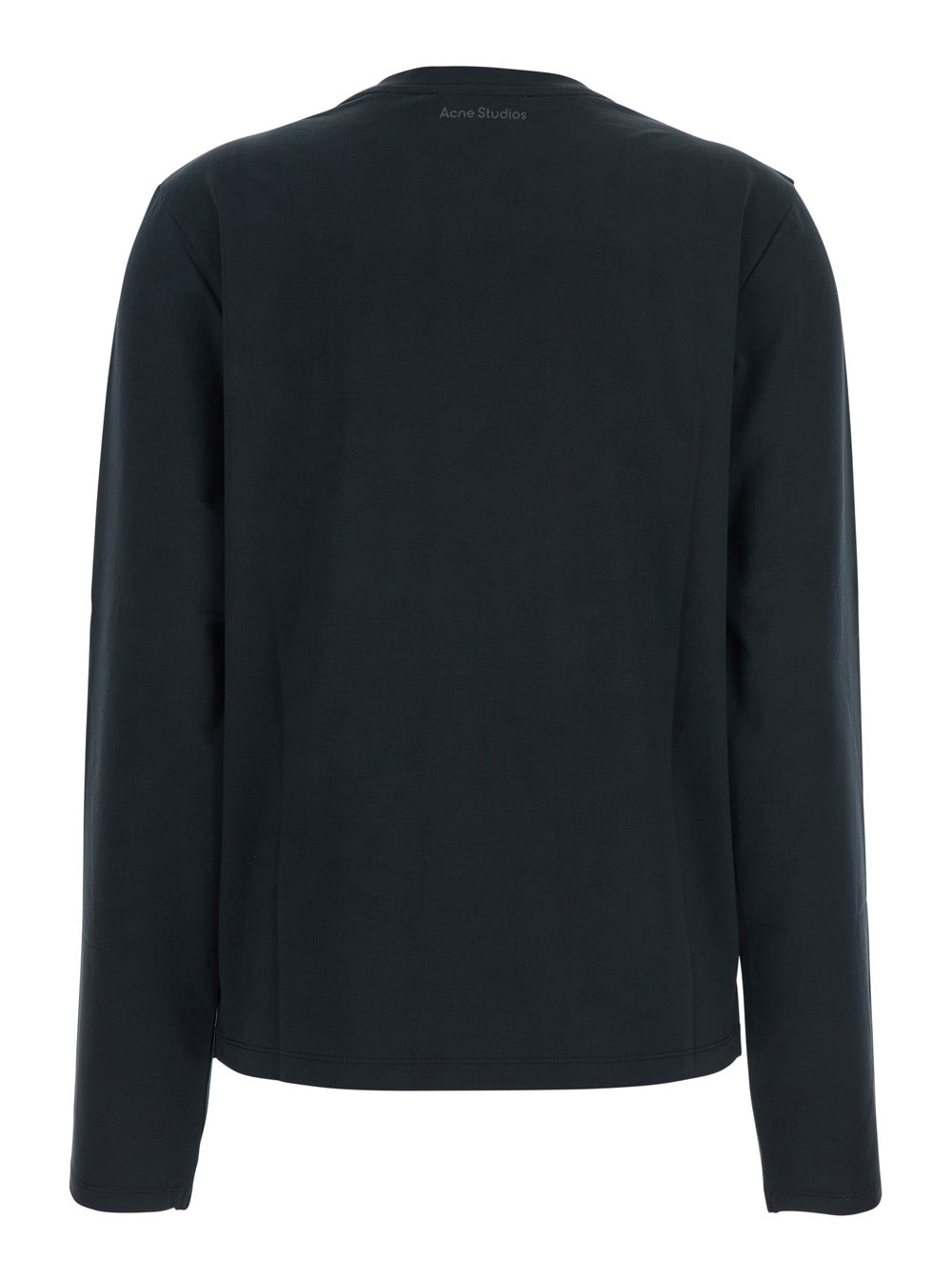 Acne Studios Women Black Long-Sleeved T-Shirt With Tone-On-Tone Logo On The Front In Cotton Woman ACNE STUDIOS
