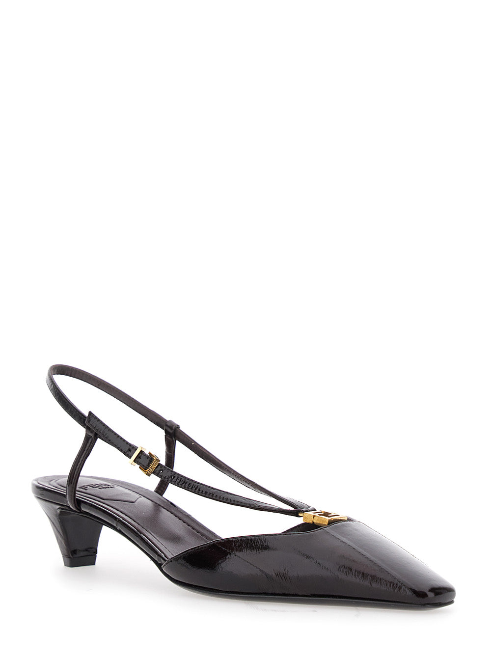 Fendi Women Brown Pumps With Ff Logo On The Front In Hagfish Leather Woman FENDI