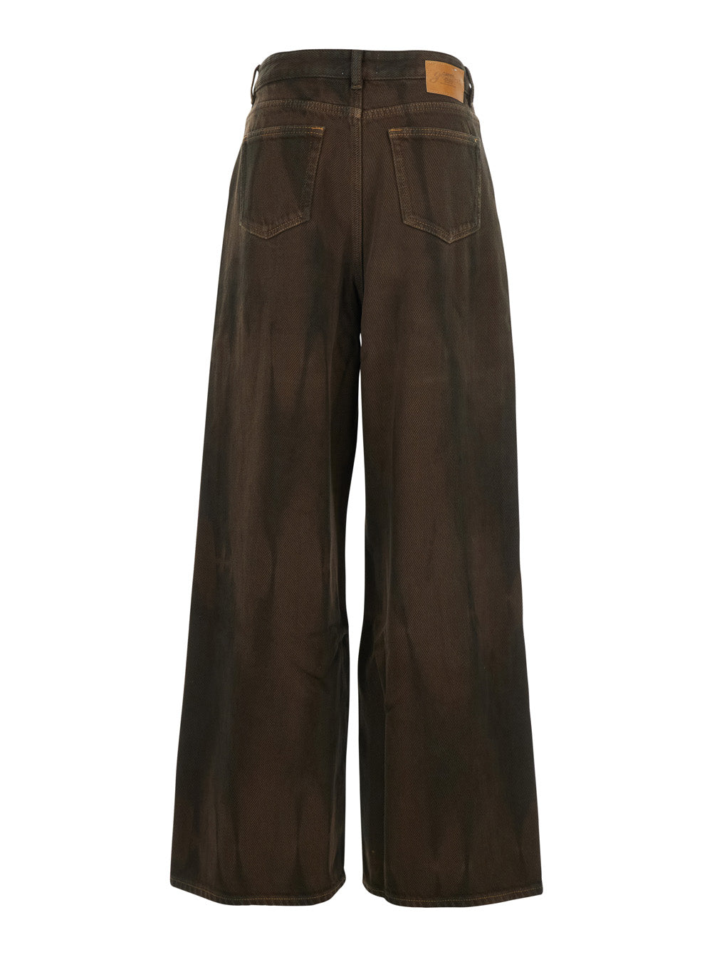Ganni Women Brown Jeans With Tie-Dye Pattern And Logo Patch On Back In Denim Woman GANNI