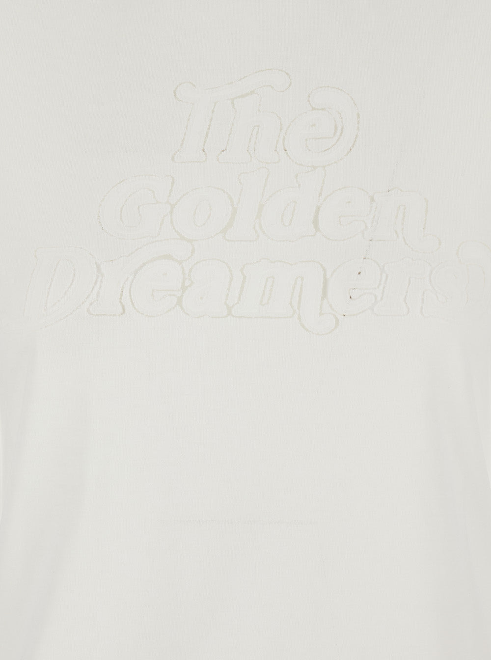 Golden Goose Women White Crew Neck T-Shirt With Embroidery On Front In Fabric Woman GOLDEN GOOSE