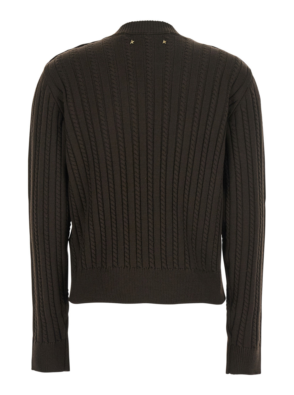 Golden Goose Women Brown Crewneck Sweater With Interwoven Design In Wool Woman
