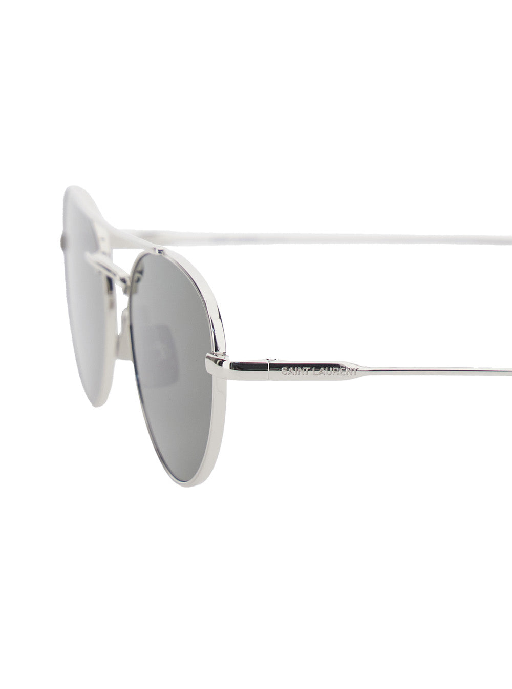 Saint Laurent Women Silver Tone Sunglasses With Engraved Logo In Metal Woman SAINT LAURENT