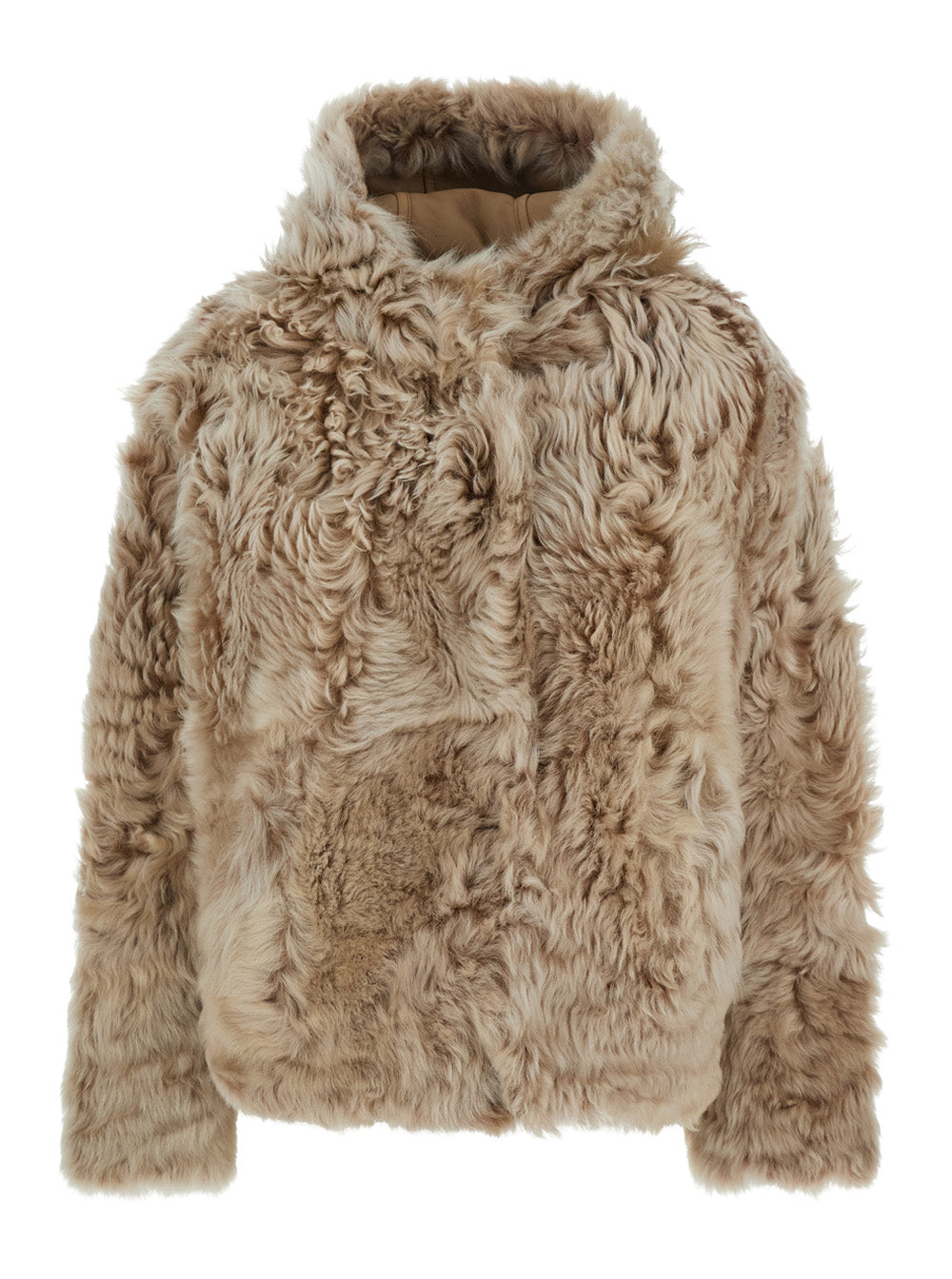 Yves Salomon Women Beige Fur Coat With Fixed Hood And Hidden Fastening In Fur Woman YVES SALOMON