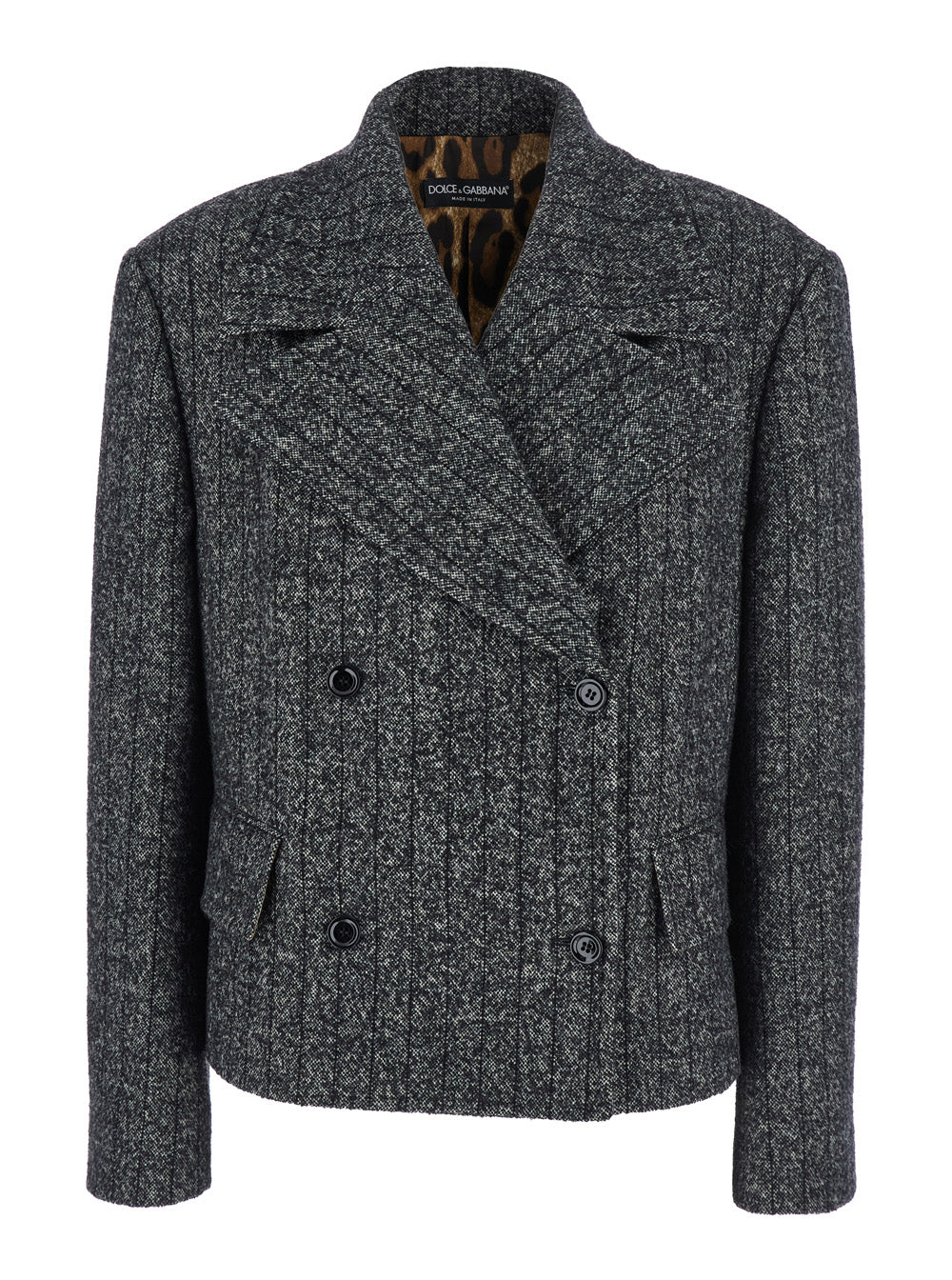 Dolce & Gabbana Women Grey Double-Breasted Jacket With Notched Revers In Wool Blend Woman DOLCE & GABBANA