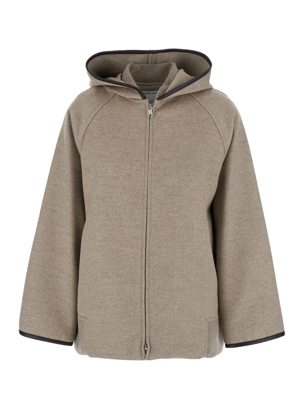 Bottega Veneta Women Beige Coat With Hood And Leather Trims In Wool And Cashmere Woman BOTTEGA VENETA