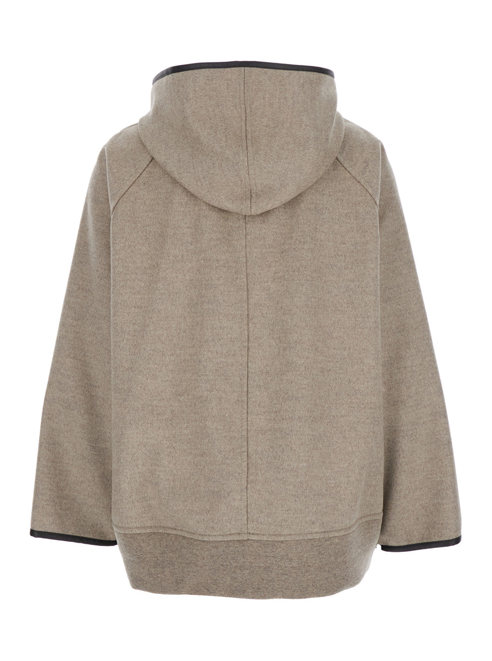 Bottega Veneta Women Beige Coat With Hood And Leather Trims In Wool And Cashmere Woman BOTTEGA VENETA