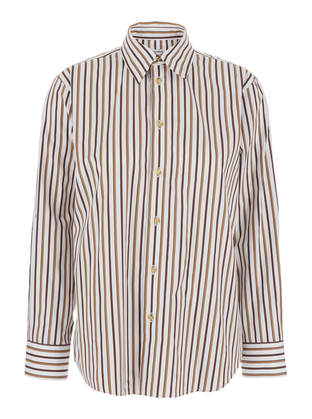 Bottega Veneta Women Multicolor Shirt With Classic Collar And All-Over Striped Motif In Cotton Woman