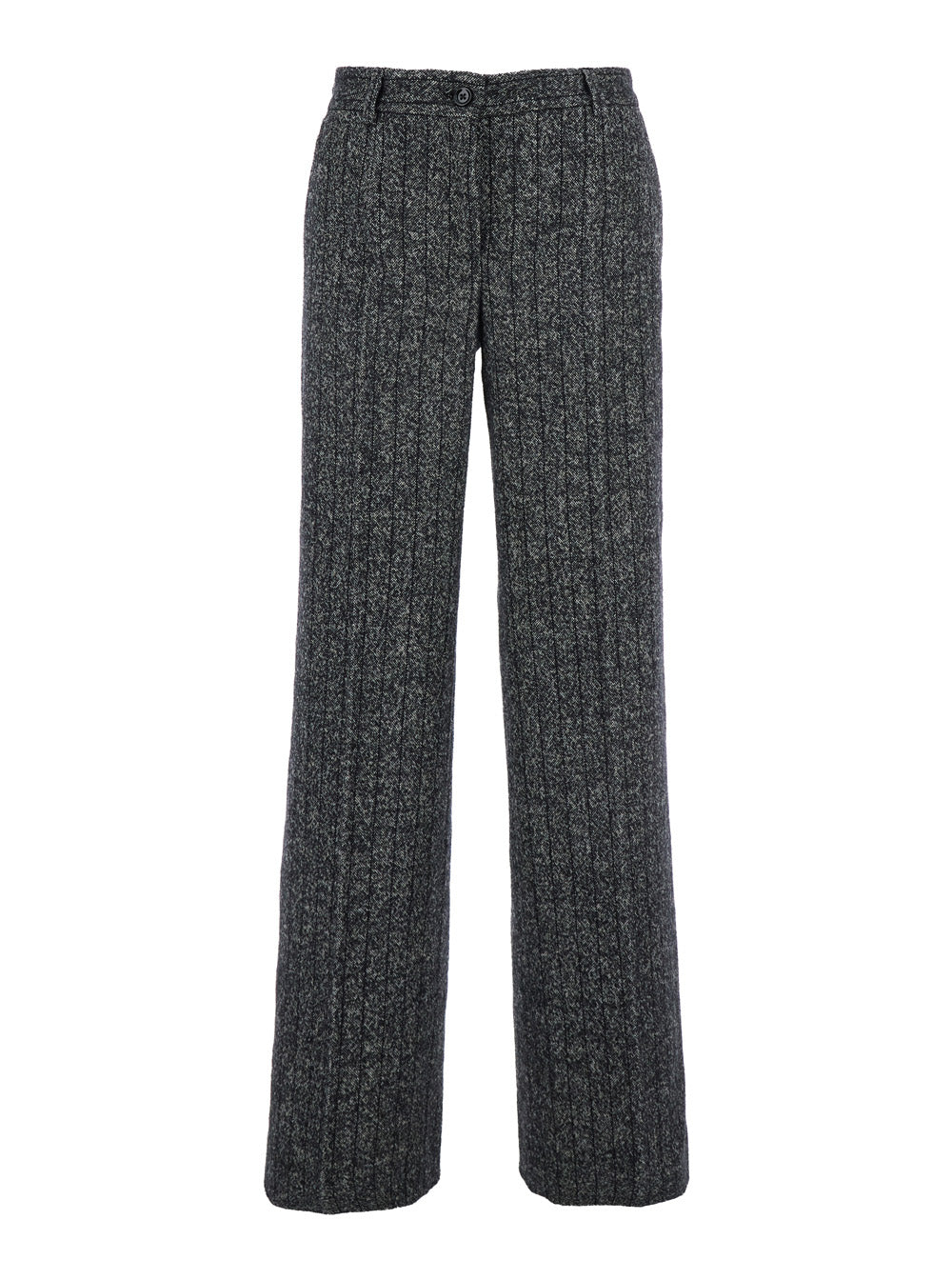 Dolce & Gabbana Women Grey Pants With Wide Leg And Pinstripe Motif In Wool Blend Stretch Woman DOLCE & GABBANA