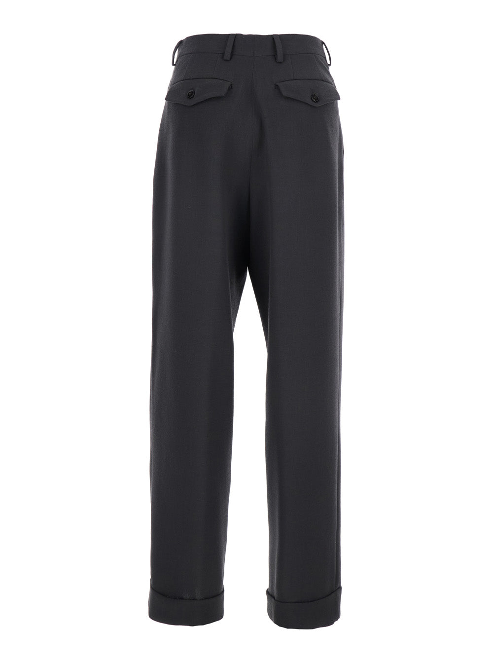Dries Van Noten Women 'Partan' Grey Pants With Turn-Up Hem And Two Rear Flap Pockets With Button In Wool Woman DRIES VAN NOTEN