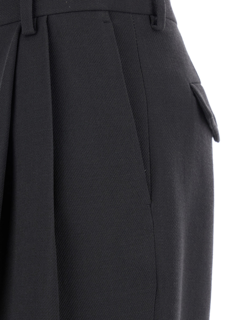 Dries Van Noten Women 'Partan' Grey Pants With Turn-Up Hem And Two Rear Flap Pockets With Button In Wool Woman DRIES VAN NOTEN