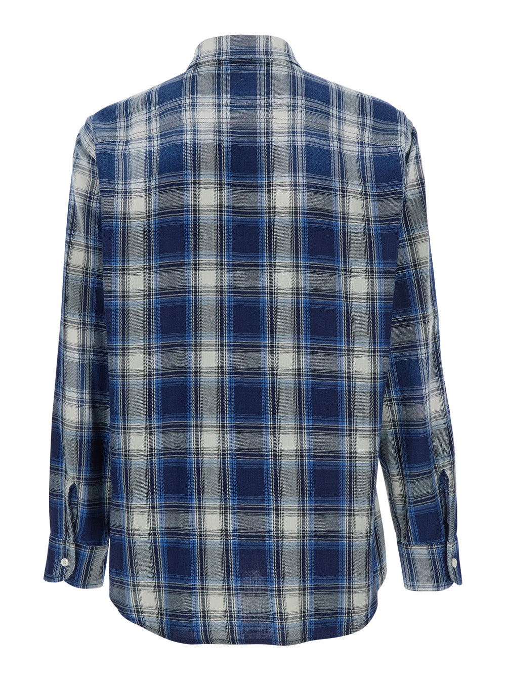 Dsquared2 Men Blue Shirt With Classic Collar And All-Over Check Motif In Cotton Man DSQUARED2