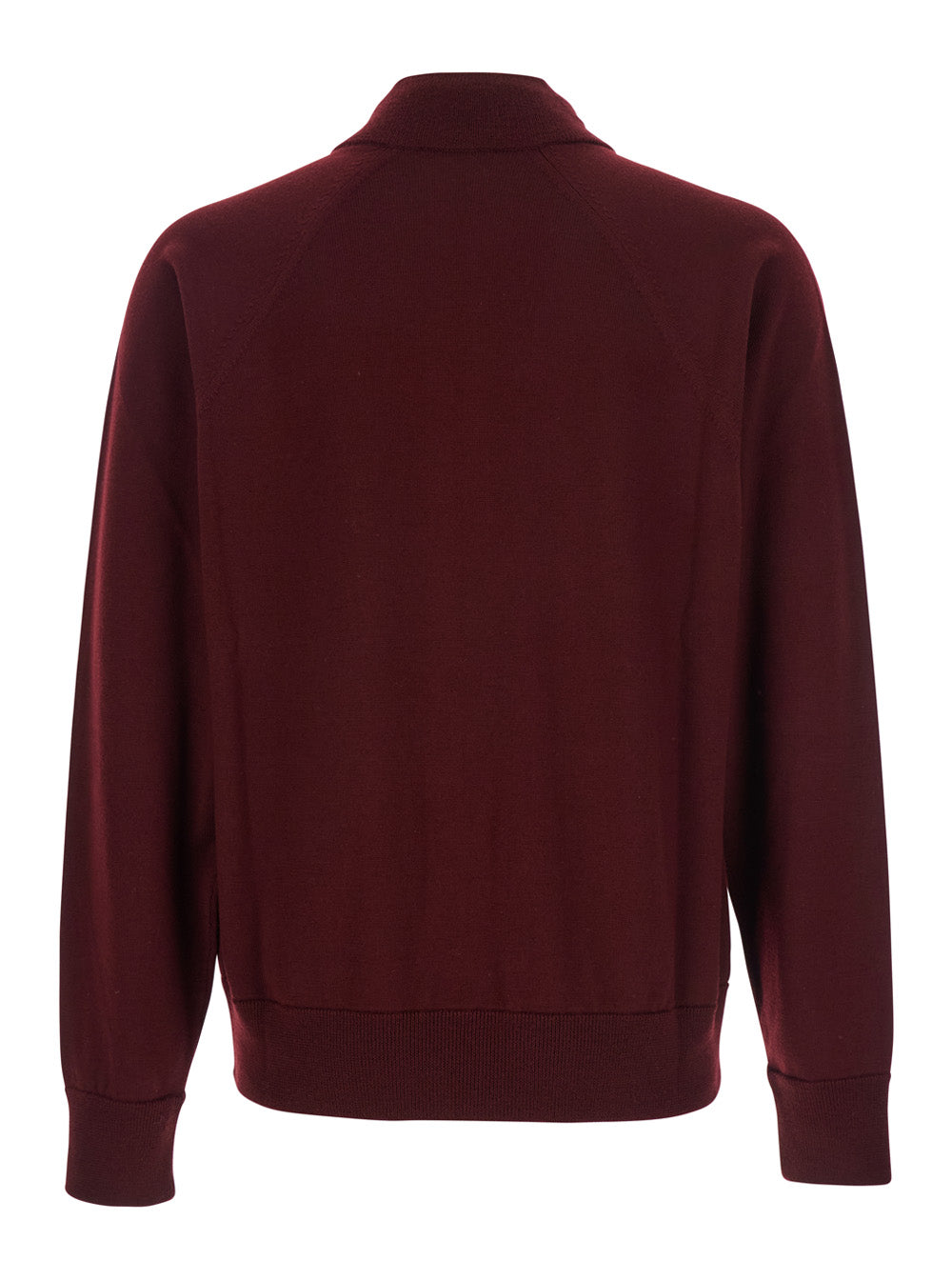 Jil Sander Men Bordeaux Cardigan With High Neck And Front Zip Closure In Wool Man JIL SANDER