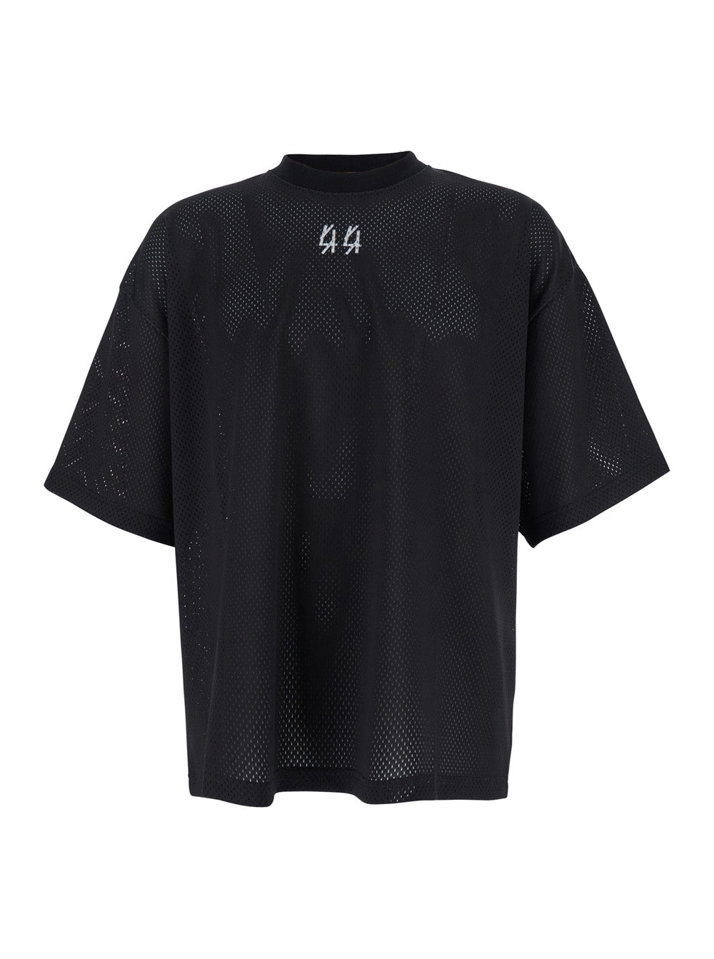 44 Label Group Men Black Crew Neck T-Shirt With Logo On Front And Back In Cotton Man 44 LABEL GROUP