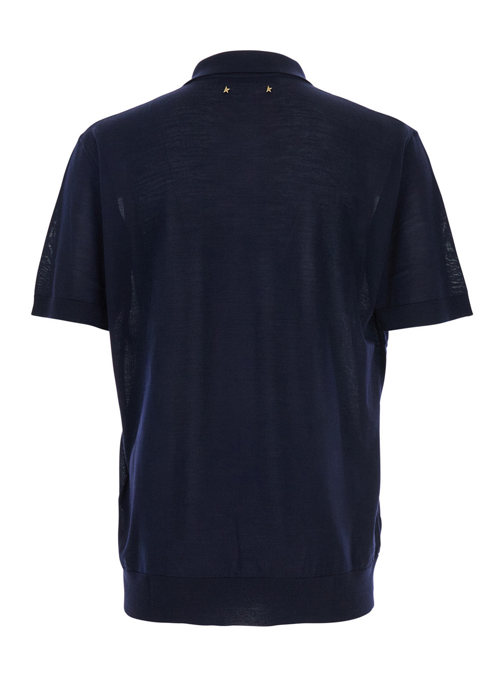 Golden Goose Men Blue Polo Shirt With Classic Collar And Short Sleeves In Wool Man GOLDEN GOOSE