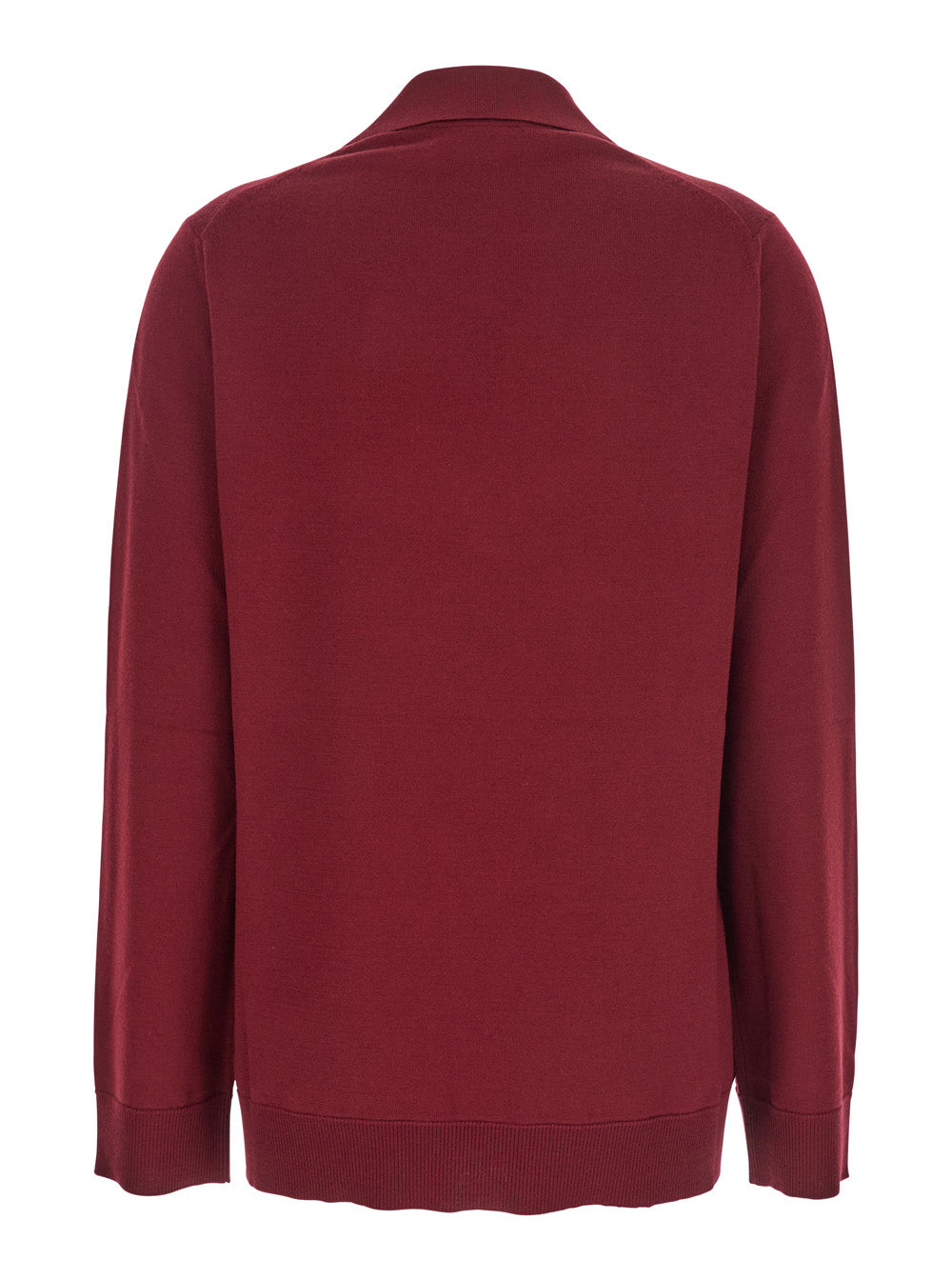 Gucci Women Bordeaux Polo Collar Sweater With Gg Logo On The Front In Wool Woman GUCCI