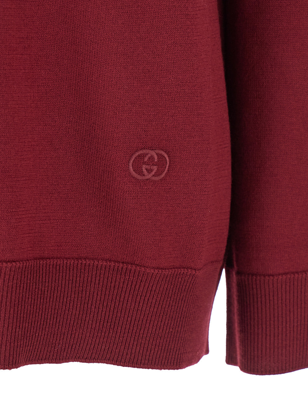 Gucci Women Bordeaux Polo Collar Sweater With Gg Logo On The Front In Wool Woman GUCCI