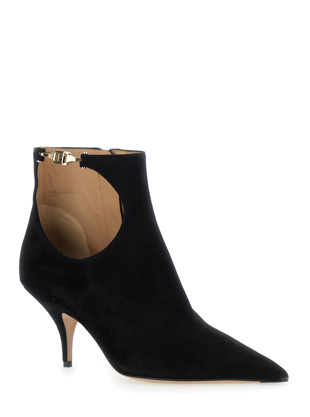 Ferragamo Women 'Agia' Black Ankle Boots With Cut-Out Detail And Stiletto Heel In Suede Woman FERRAGAMO