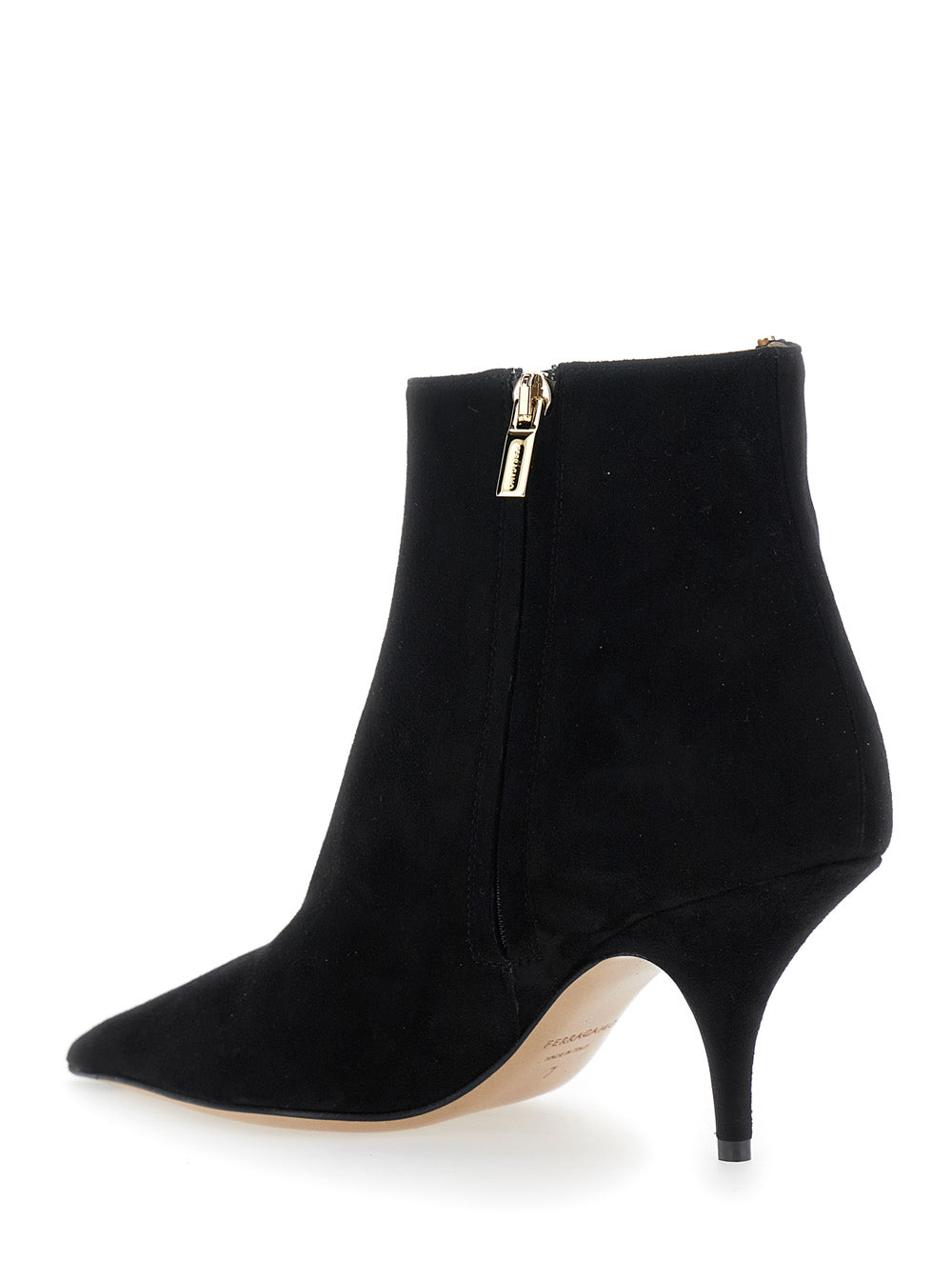 Ferragamo Women 'Agia' Black Ankle Boots With Cut-Out Detail And Stiletto Heel In Suede Woman FERRAGAMO