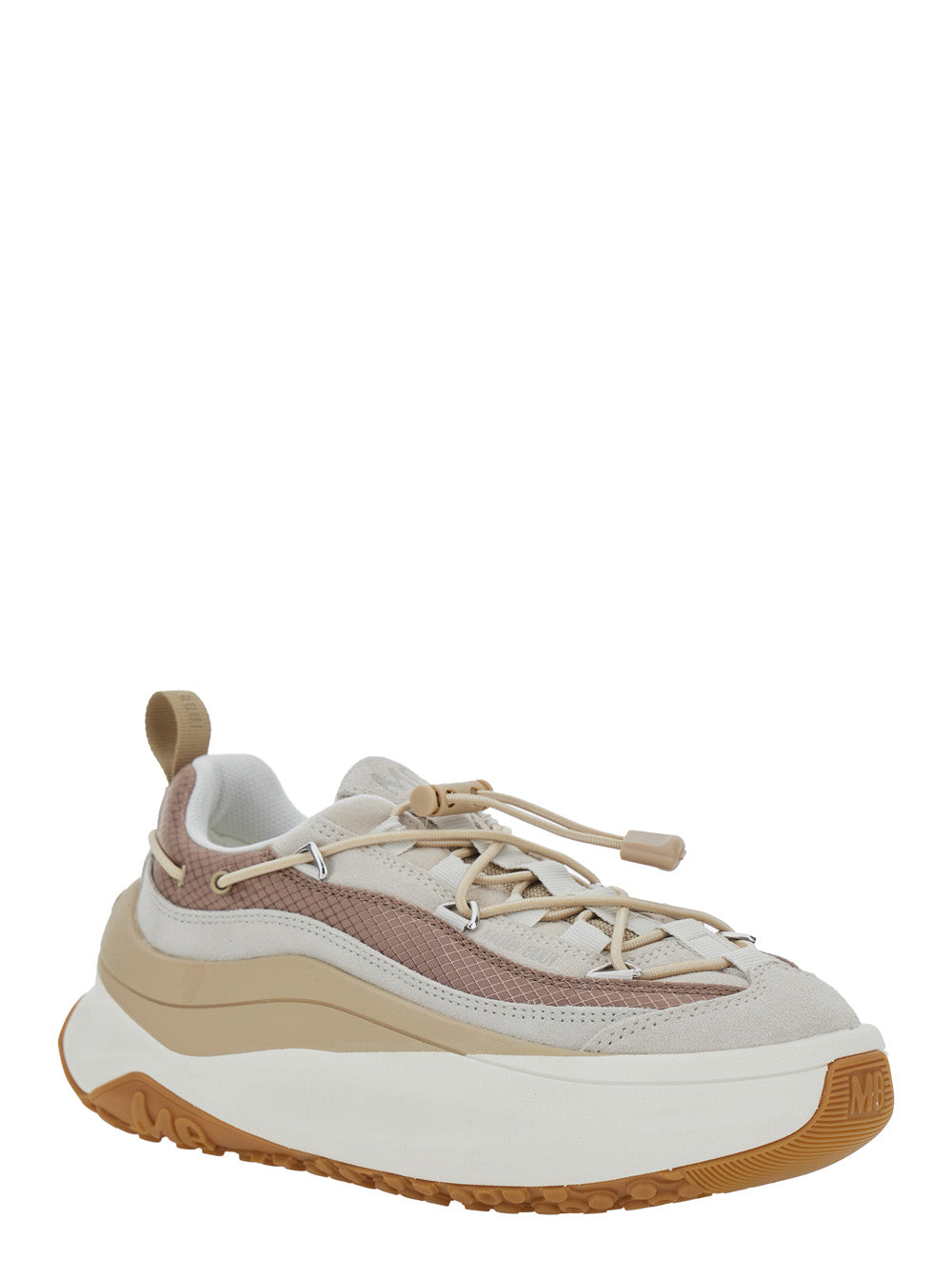 Moon Boot Women 'Moon 247' Beige Low Top Sneakers With Logo On The Tongue In Leather And Fabric Blend Woman MOON BOOT
