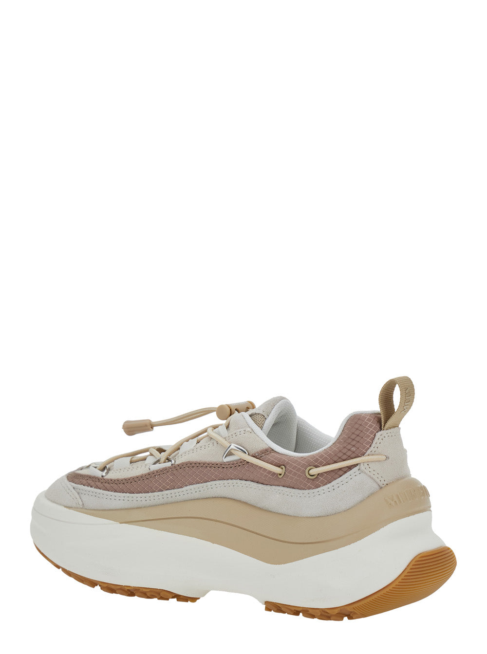 Moon Boot Women 'Moon 247' Beige Low Top Sneakers With Logo On The Tongue In Leather And Fabric Blend Woman MOON BOOT