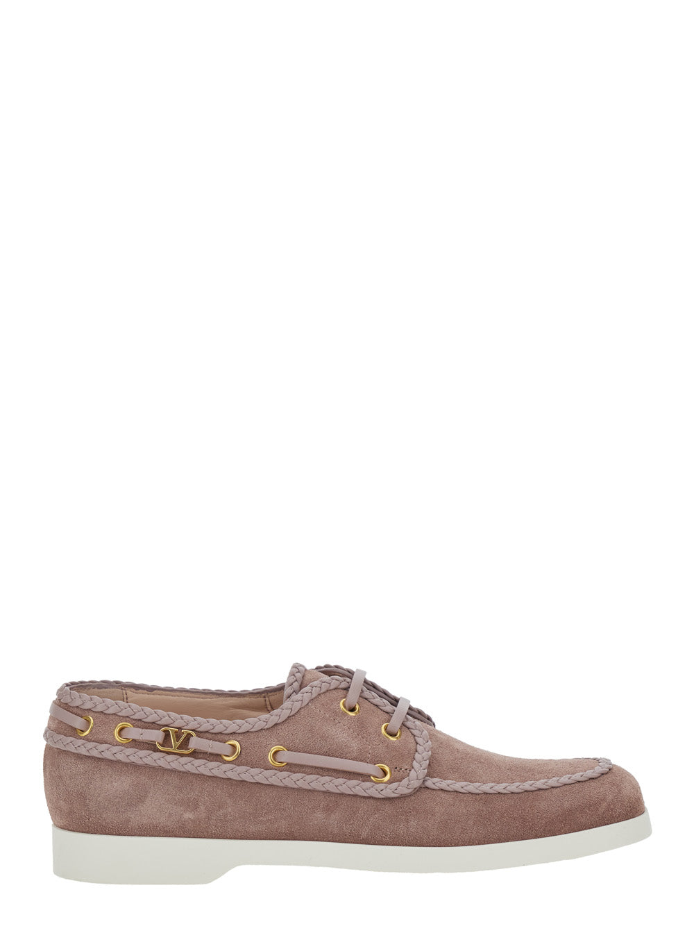 Valentino Garavani Women Beige Loafers With Front Laces And Chunky Decorative Laces In Suede Woman VALENTINO GARAVANI