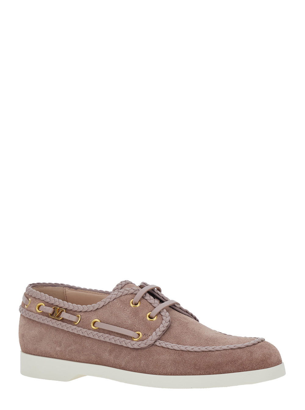 Valentino Garavani Women Beige Loafers With Front Laces And Chunky Decorative Laces In Suede Woman VALENTINO GARAVANI