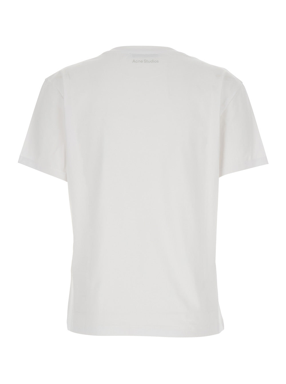 Acne Studios Women White Crewneck T-Shirt With Tonal Logo Patch On The Front In Cotton Woman ACNE STUDIOS