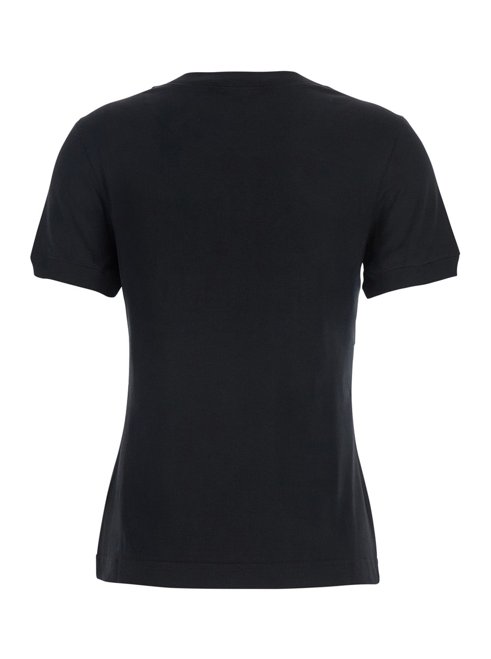 Dolce & Gabbana Women Black Crewneck T-Shirt With Maxi Logo Lettering On The Front In Cotton Woman DOLCE & GABBANA