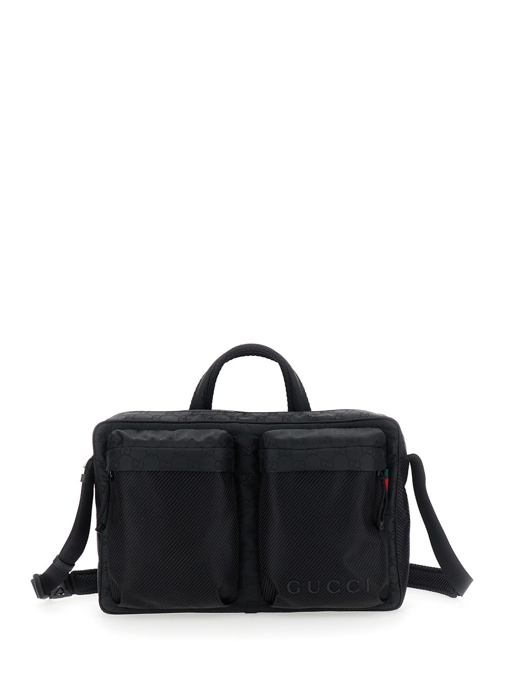 Gucci Men Black Suitcase With Tone-On-Tone Gg All-Over Motif In Tech Fabric Man GUCCI