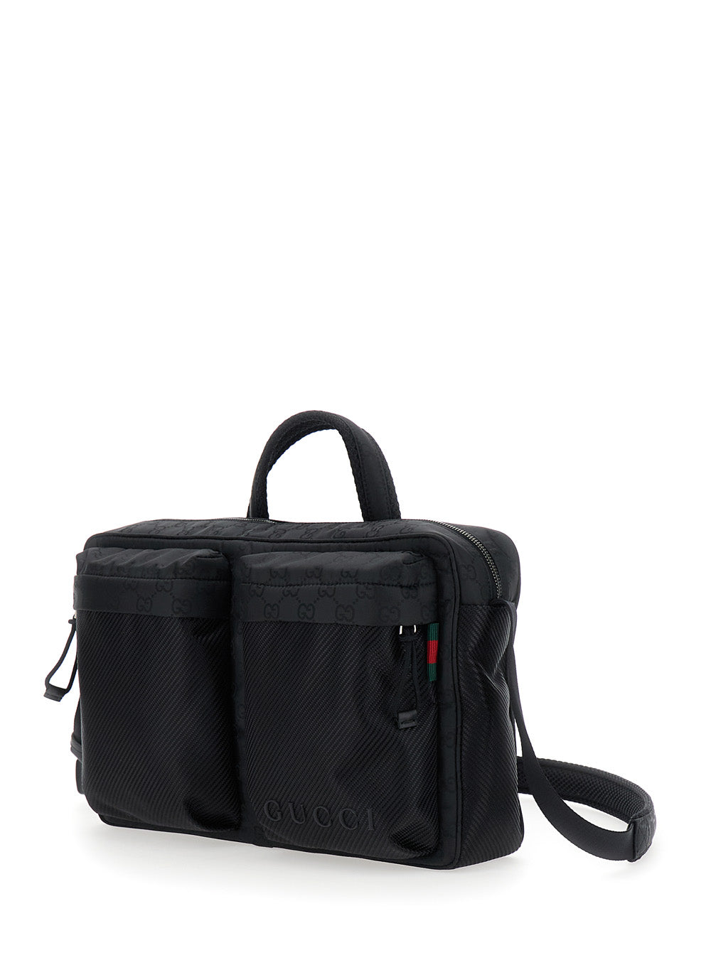 Gucci Men Black Suitcase With Tone-On-Tone Gg All-Over Motif In Tech Fabric Man GUCCI