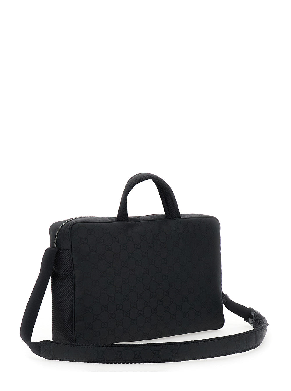 Gucci Men Black Suitcase With Tone-On-Tone Gg All-Over Motif In Tech Fabric Man GUCCI