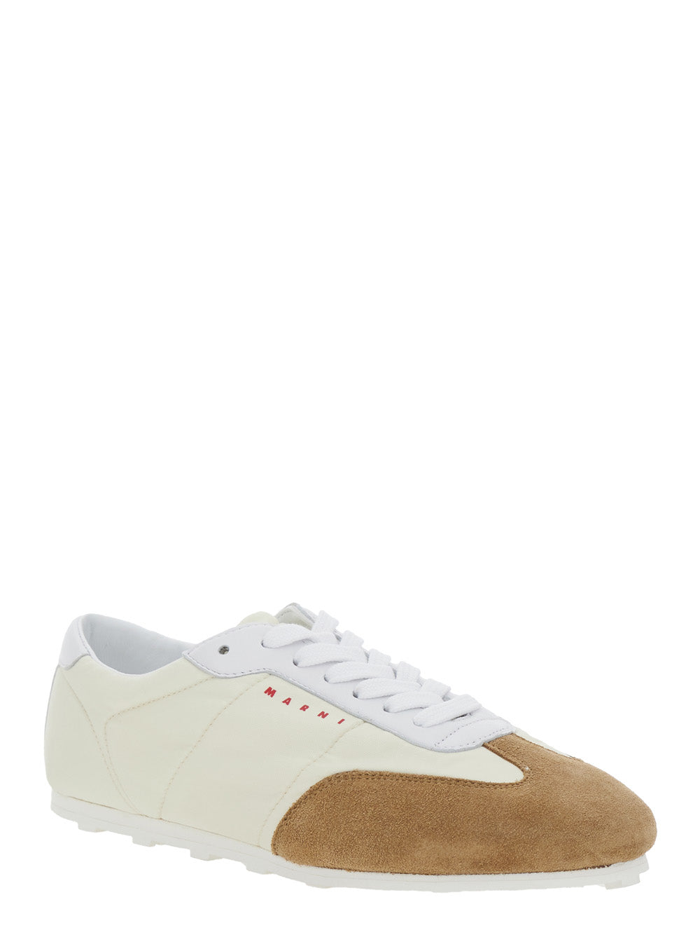 Marni Women White Sneakers With Suede Details And Lettering Logo In Eco-Leather Woman MARNI